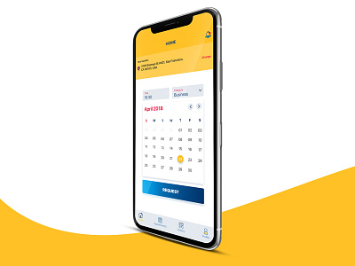 Un Home booking calendar iphonex location mobile notary screen splash ui ux yellow