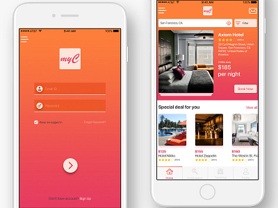 Hotel room booking app app booking design home hotel login ui