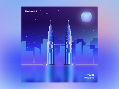 the Petronas Twin Towers design graphic design illustration