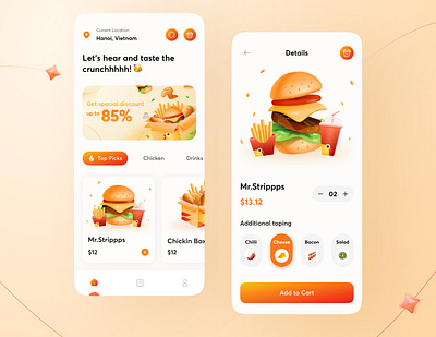 Mr.Chickin - Food Delivery UI App Concept app branding design food illustration ui ux