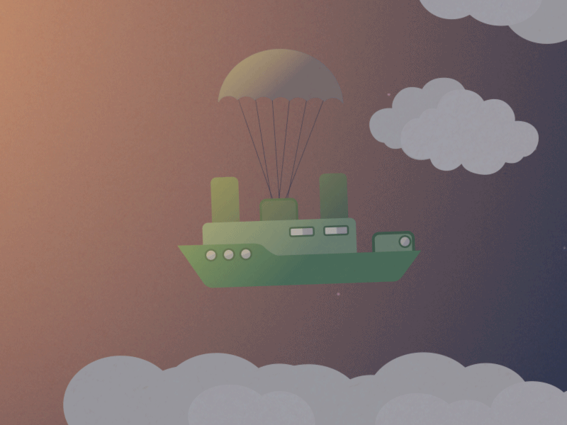 Flying boat 2d after effects boat clouds gif parachute parallax sky smoke