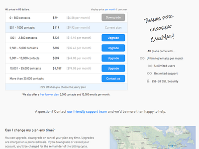 Redesigned Billing Page account billing cakemail maps plan upgrade