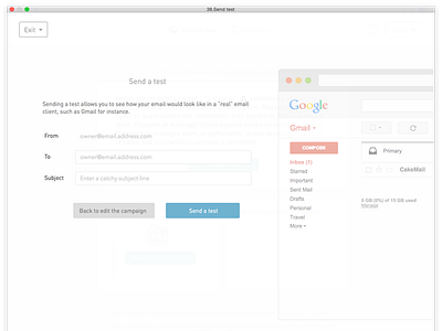 Send Test Experiment browser cakemail email email marketing form input saas test