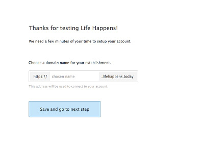 Simple signup form form lifehappens register registration signup subdomain