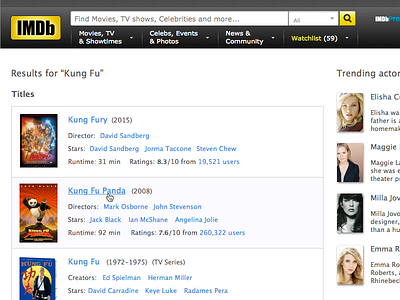 Movie Search - IMDB imdb list listing movie movies redesign result results search ui