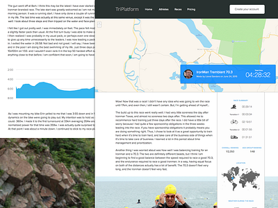 Summary of a race article blog homepage map profile sport triathlon ui world