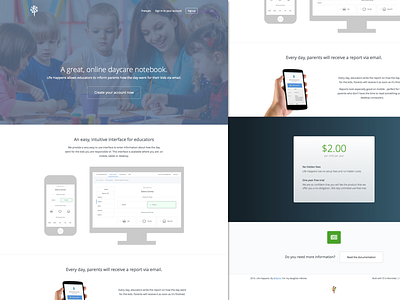 Lifehappens Marketing Site daycare homepage kids landing lifehappens marketing mobile saas ui ux