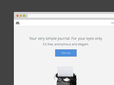 New homepage for Journlog button homepage journal marketing typewriter