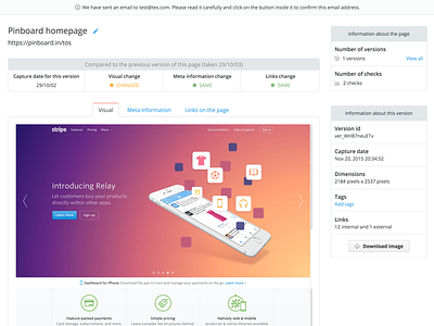 First iteration on the new Detail page listing profile saas screenshot sentinel stats