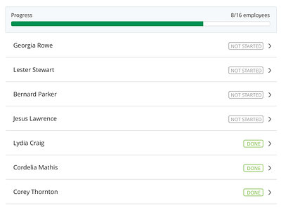 Progress bars done list listing not started progress saas table ux