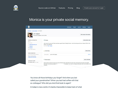 New homepage crm homepage monica open source saas screenshot