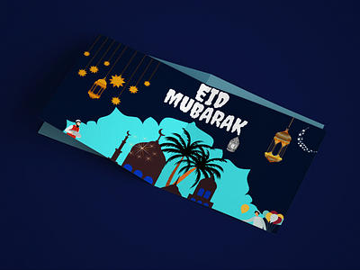 Eid Mubarak wish card banner design design dribbble eid mubarak graphic design illustration invitation invitation cards poster design