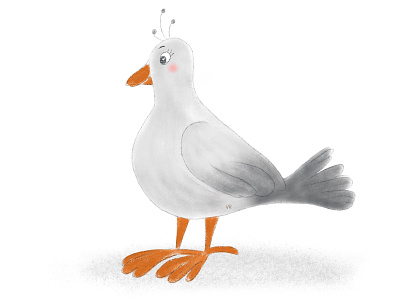 Cute light Gray Cartoon Seagull
