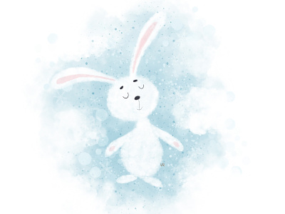 A Cute little white rabbit in the sky animal animal character animals bunny character character design childhood cute illustration pet