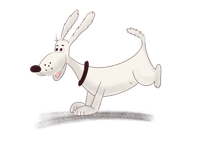 Digital Illustration - A Cute Gray Dog.
