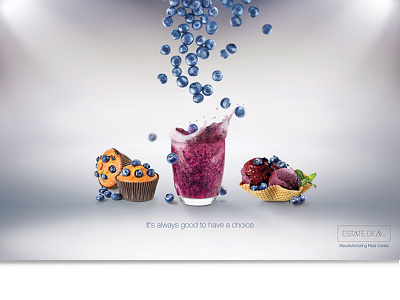 EstateDeal Adv Poster advertising art blueberry brand new colors concept editing fruits good choice gray poster retouching