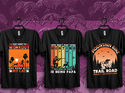 Hunting Moutain and Cat tshirt design