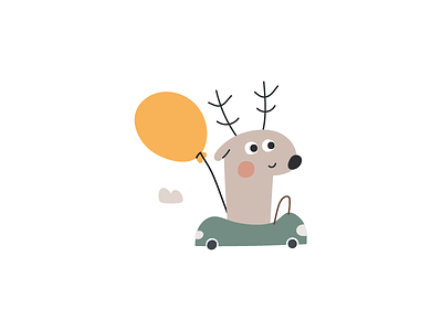 Deer animal baby balloon car deer design forest icon illustration kid race
