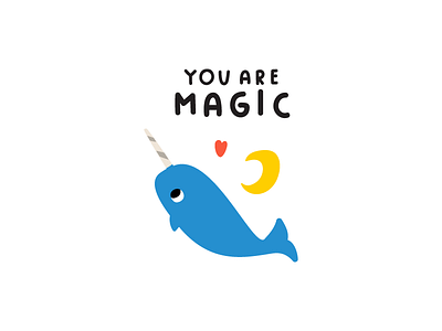 Narwhal baby children cute design illustration kids magic narwhal ocean sea vector whale
