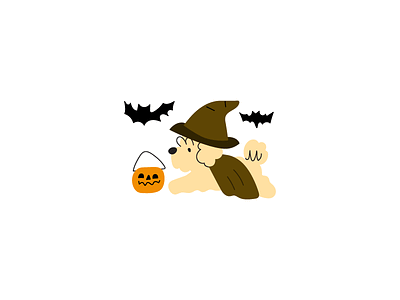 Halloween Bichon Frise bat clipart costume design dog flat halloween icon illustration pumpkin puppy scary vector