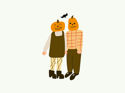 Halloween couple autumn celebrate costume couple design eve fall flat halloween icon illustration pumpkin season vector