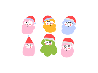 Trendy Santa christmas cute design face flat fun funny hat icon illustration new year santa santa claus smile vector winter