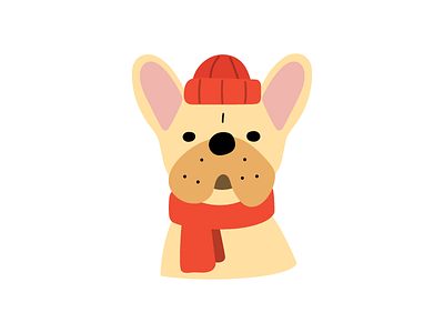 French Bulldog bulldog cute design dog flat french fun hat illustration puppy vector winter