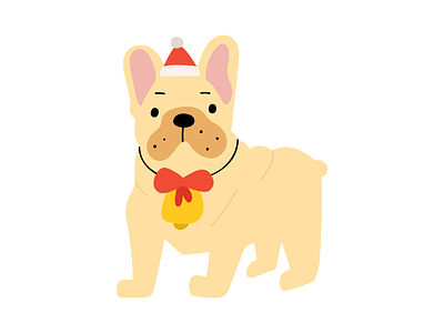 Christmas Bulldog bell bulldog canine christmas costume design dog flat fun funny hat humor icon illustration puppy santa vector winter xmas