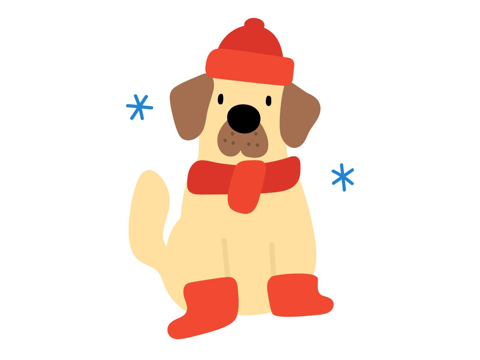 Retriever cute design dog flat friend fun funny icon illustration puppy retriever snow vector walking winter