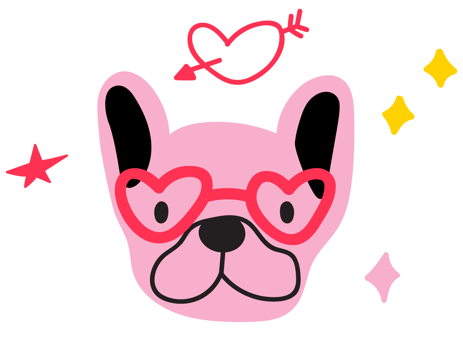 Cupid French bulldog clipart costume cupid cute day design dog face flat fun funny head heart humor icon illustration love puppy valentine vector