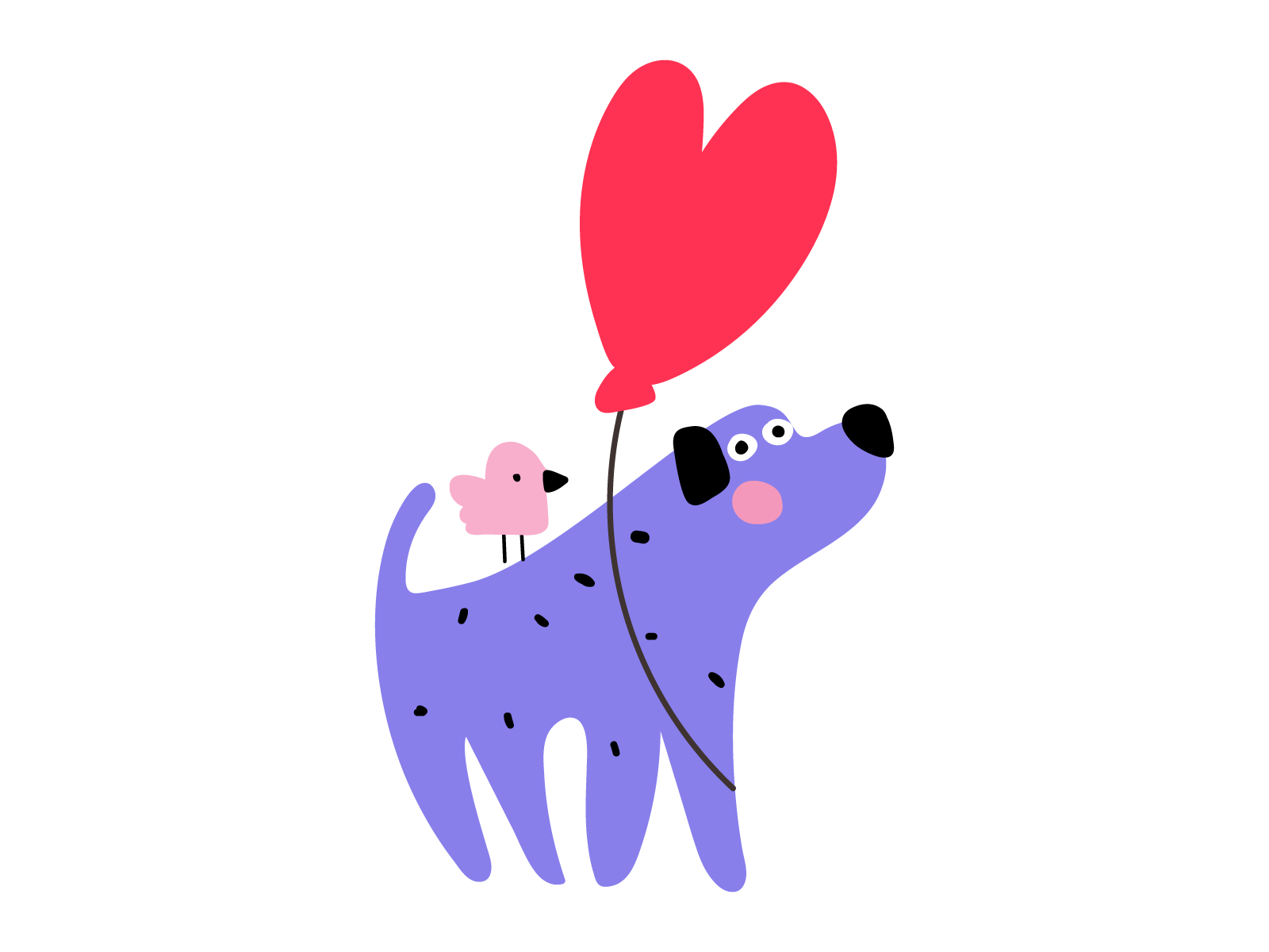 Dog bird balloon balloon bird cute day design dog flat fun humor icon illustration love party valentine vector