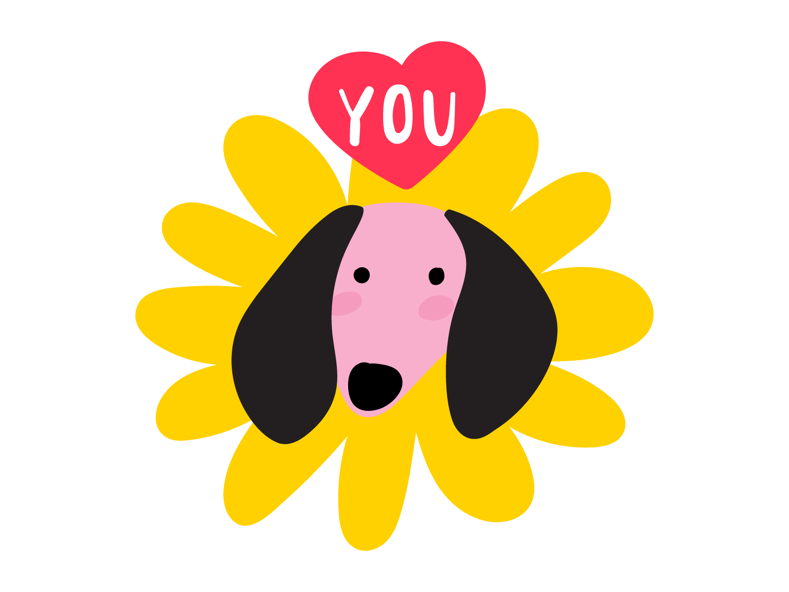 Love you cute dachshund day design dog flat flower fun icon illustration love puppy valentine vector