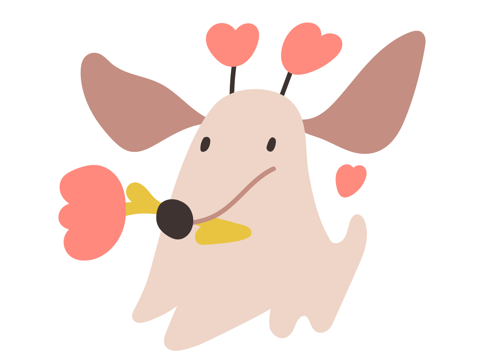 Dachshund with flower celebrate cute dachshund day design dog flat fun heart humor illustration love puppy valentine vector
