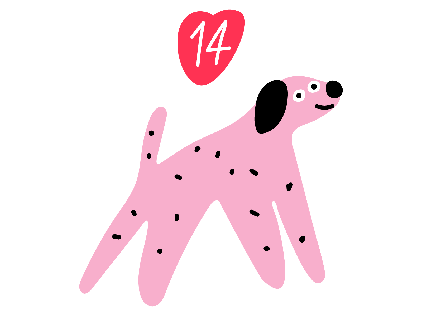 February 14 cute dalmatian day design dog flat funny holiday humor icon illustration pet pink puppy valentine vector
