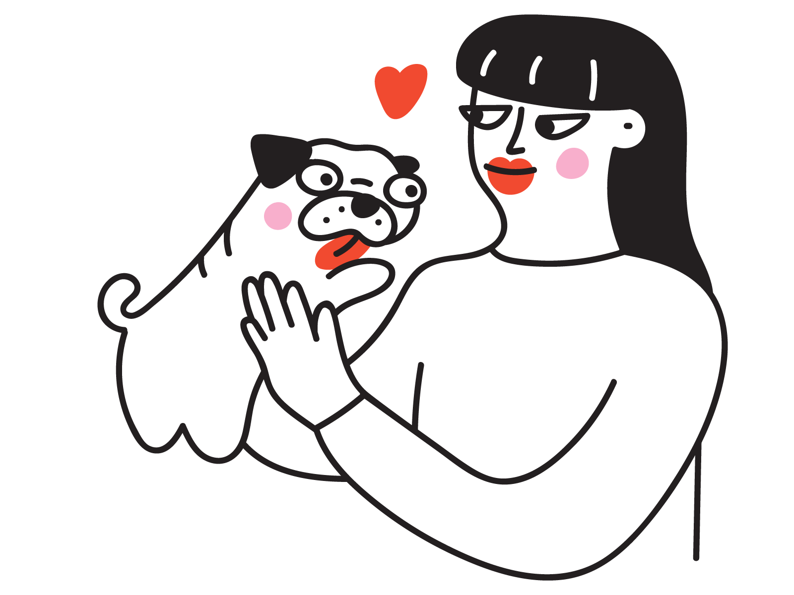 Lady and pug