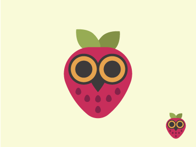 Strawberry owl bird fruit logo logotype mark orange owl strawberry symbol torrent