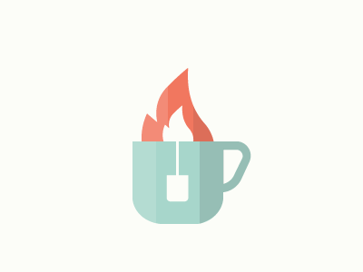 Hot Cup Of Tea #2 app cup fire flat logo logotype mark symbol tea