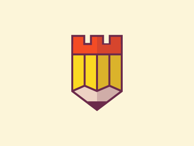 Creative kingdom creative flat kingdom logo logotype mark pencill red symbol yellow