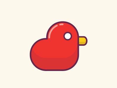 Red heart duck bird duck flat heart icon logo love mark symbol