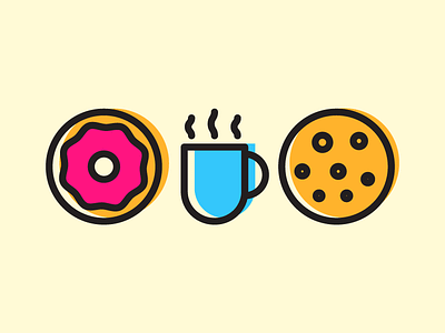 Coffee and sweet stuff cafe coffee cookie donut icon mark stuff sweet symbol