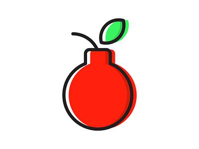 Fruit bomb apple bomb fruit icon leaf logo mark symbol weapon