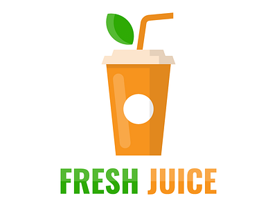 Fresh juice bar fresh healthy icon juice leaf logo mark orange symbol