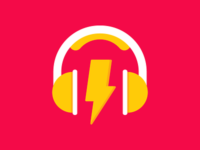 Rock headphone icon lightning logo mark music symbol