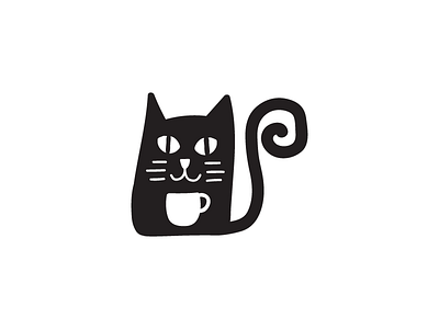 coffee and cat cat coffee cup design flat food icon illustration logo logotype mark symbol