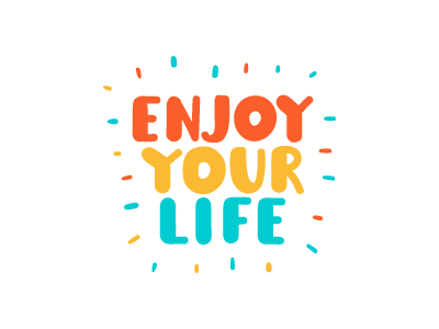 enjoy your life enjoy flat handdrawn icon lettering life mark symbol