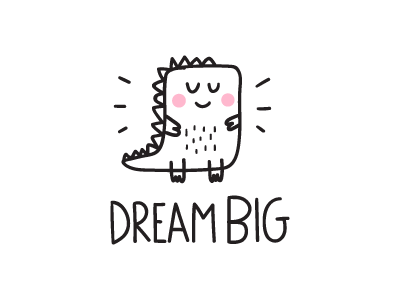 dream big design dino dinosaur hand drawn icon illustration lettering logo symbol vector