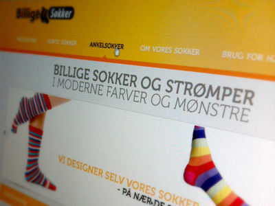 BilligeSokker.dk orange shop socks store webdesign webshop