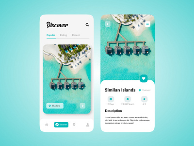 Discover - A Travel service app UI design app appdesign dailyui graphic design mobile app design mobile app ui mobileapp mobileui ui uiux
