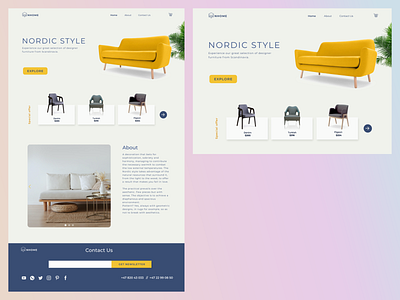 Nordic furniture blue design figma flat furniture furniture store minimal nonprofit ui web webdesign website website design yellow
