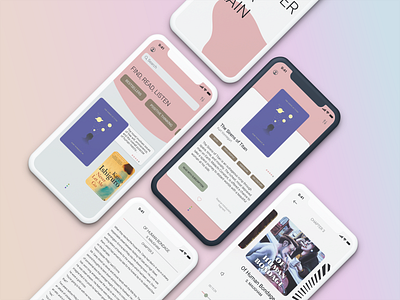 Reader App animation app app design calm delicate design figma flat grey iphone minimal nonprofit pastel pink prototype reader reader app ui web webdesign